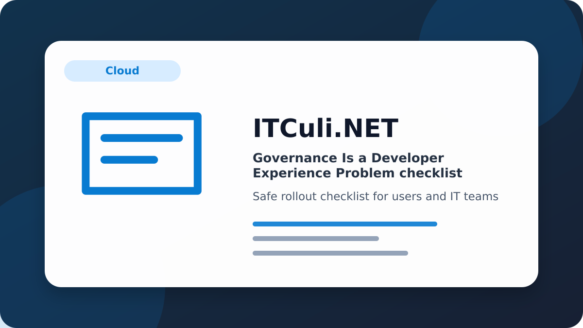 Governance Developer checklist