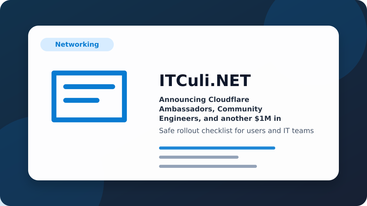 Announcing Cloudflare checklist