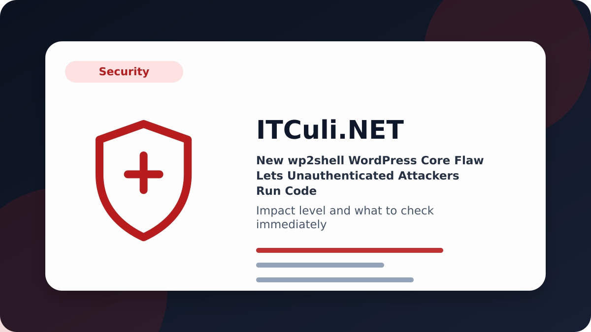 New wp2shell WordPress Core Flaw Lets Unauthenticated Attackers Run Code