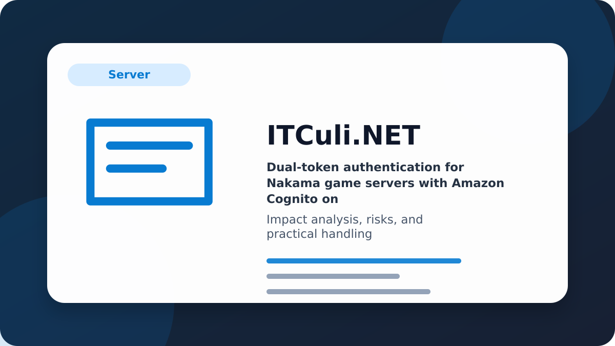 Dual-token authentication for Nakama game servers impact analysis