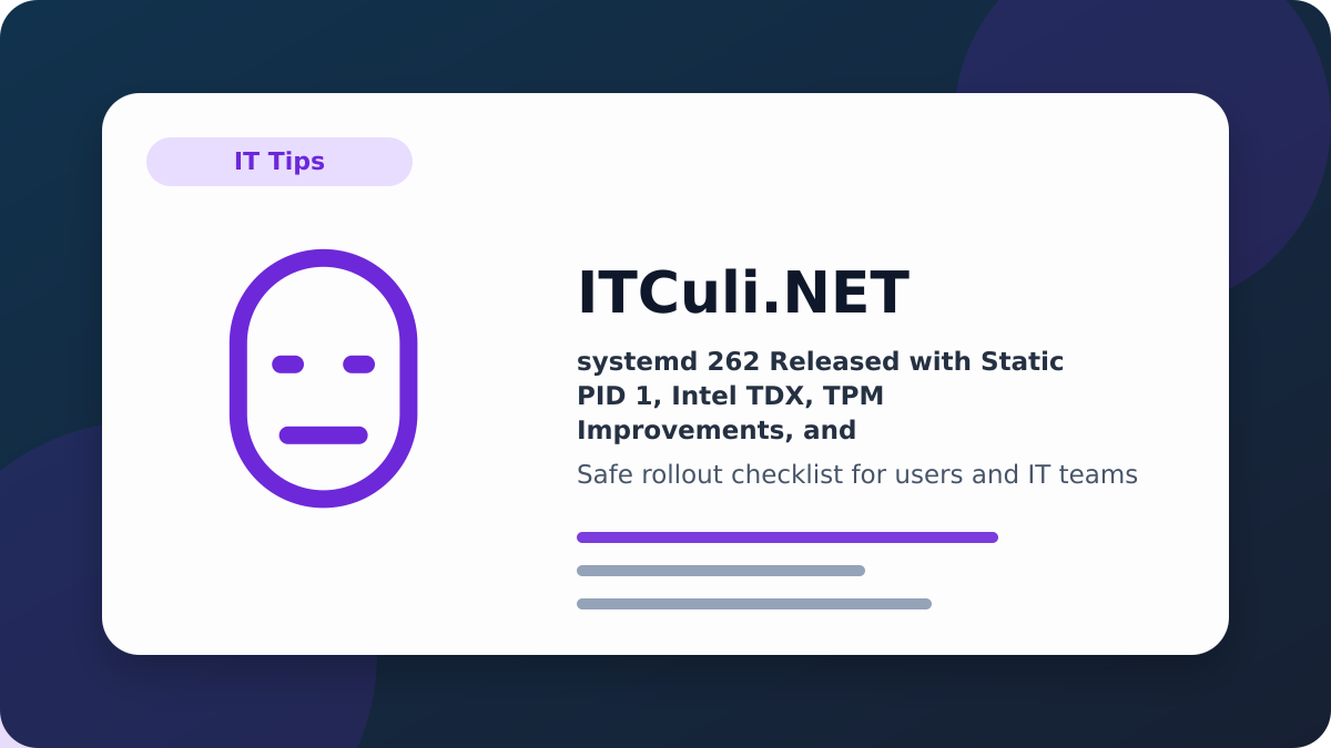 systemd 262 checklist