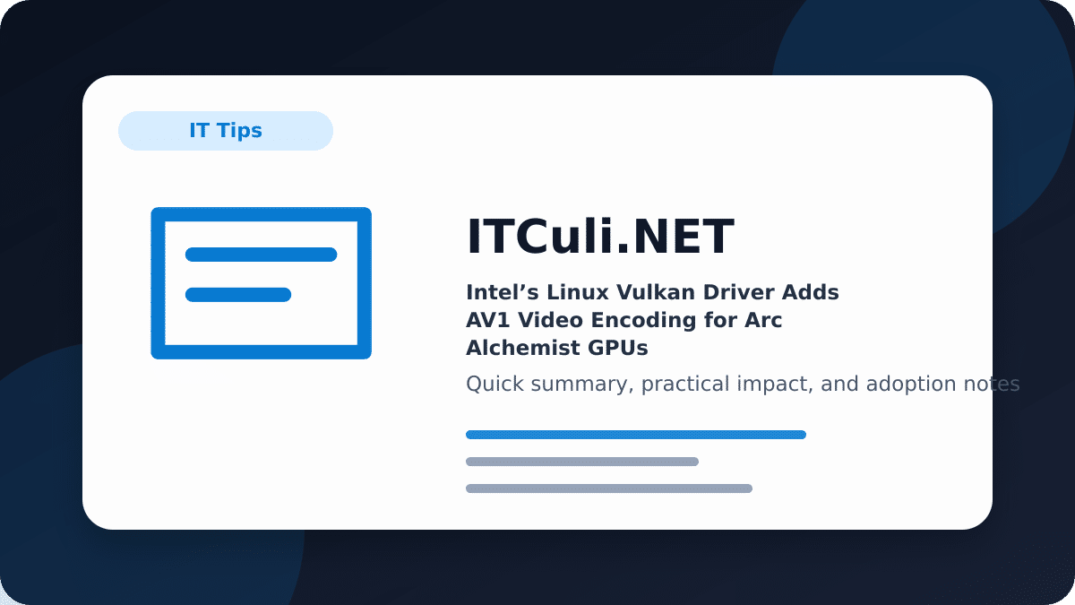 Intel’s Linux Vulkan Driver Adds AV1 Video Encoding for Arc Alchemist GPUs