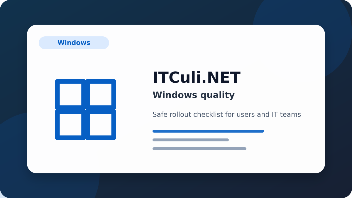 Windows quality checklist